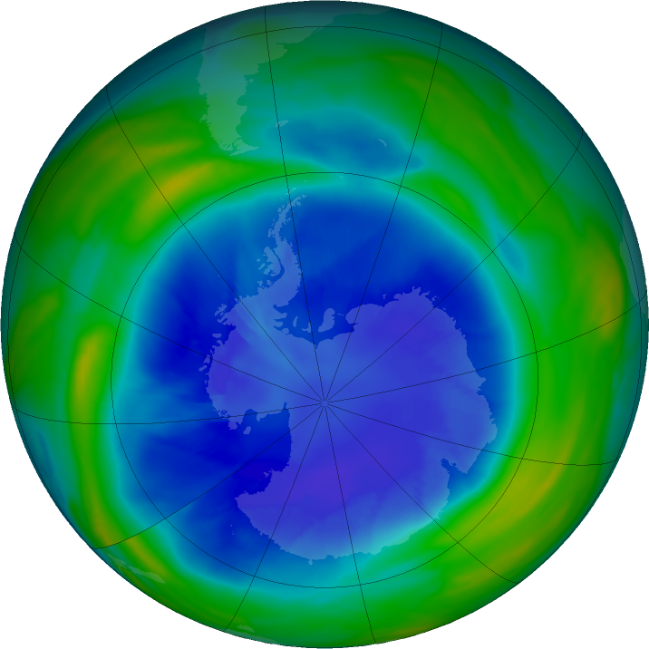 Antarctic ozone map for 05 September 2022
